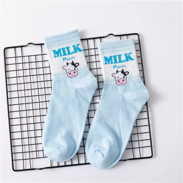 Stockings Banana Strawberry Milk Crew Socks Korean Wild Cotton Socks